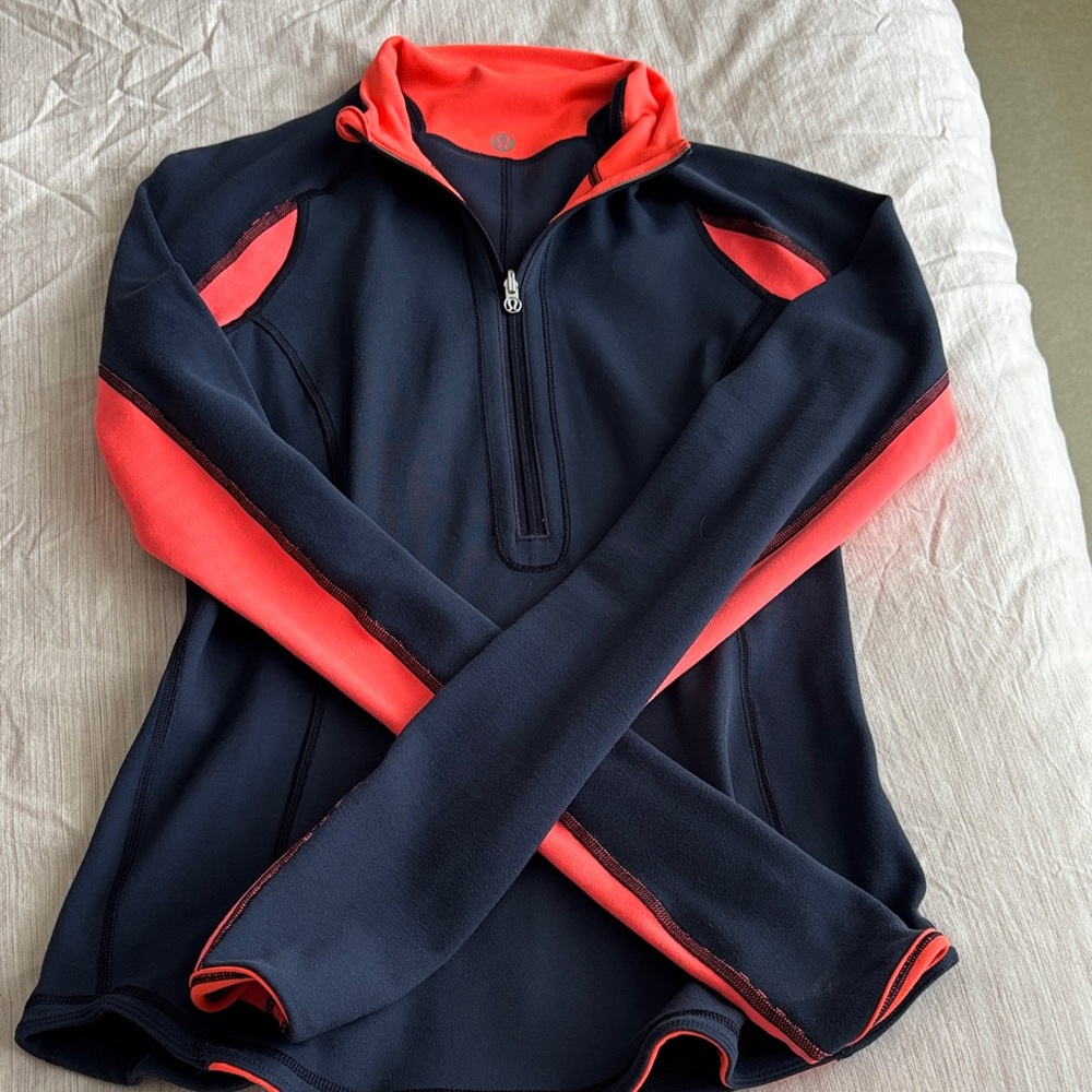 Blue and Orange Quarter-Zip Lululemon Reversible Pullover